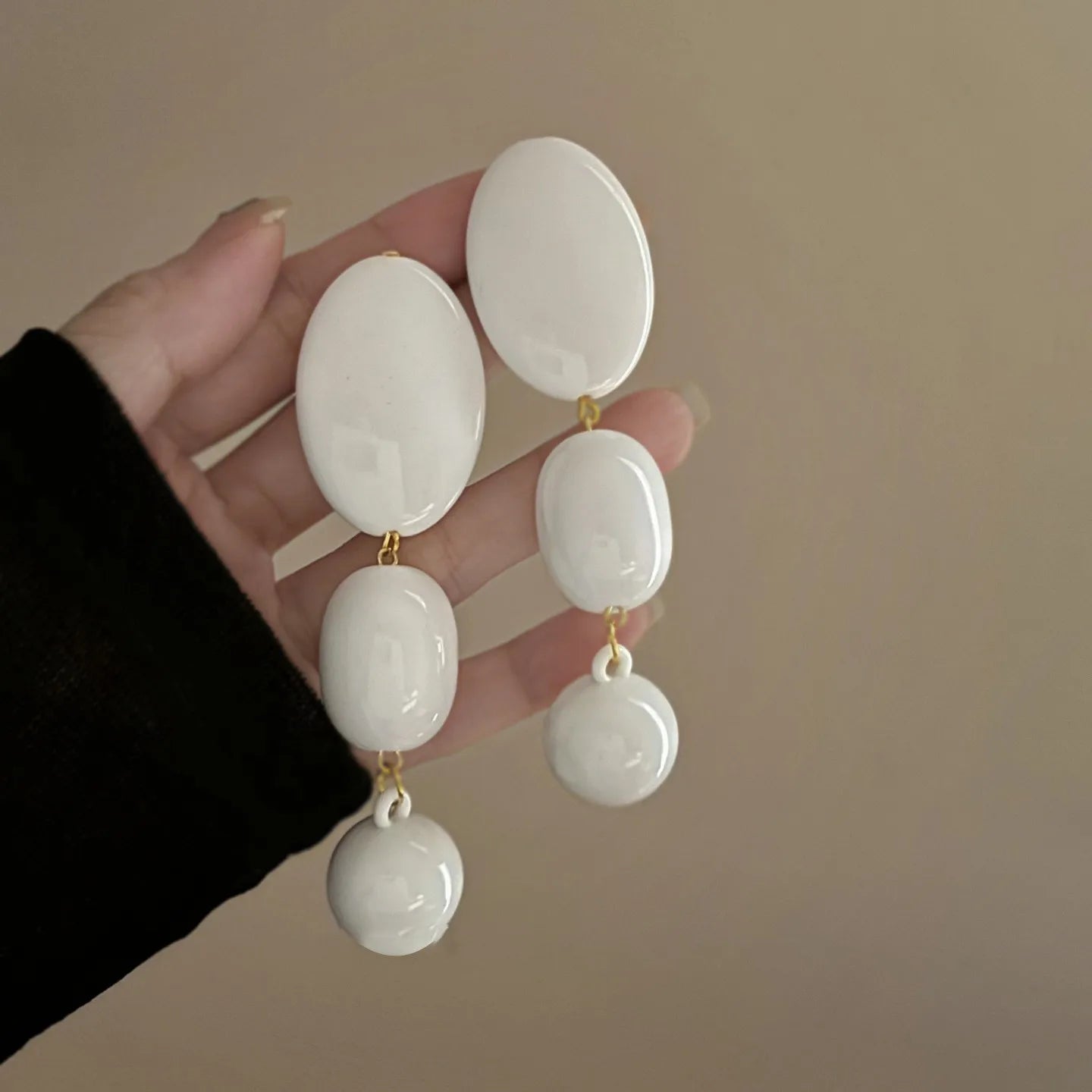 Gry Oval Perle Øreringe